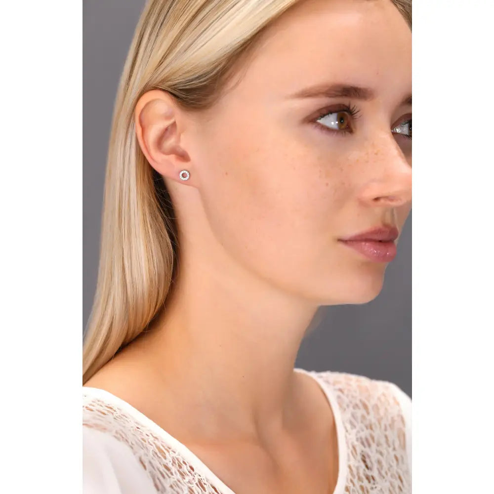 Elegant CZ Halo Stud Earrings in Premium Sterling Silver.