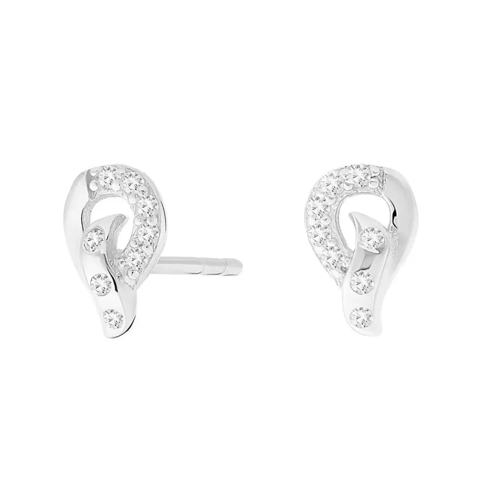 Elegant CZ Teardrop Stud Earrings in Sterling Silver.