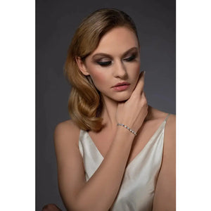 Elegant Dainty Silver CZ Slider Bracelet with Pear-Shaped Cubic Zirconia – Adjustable for Women & Girls.