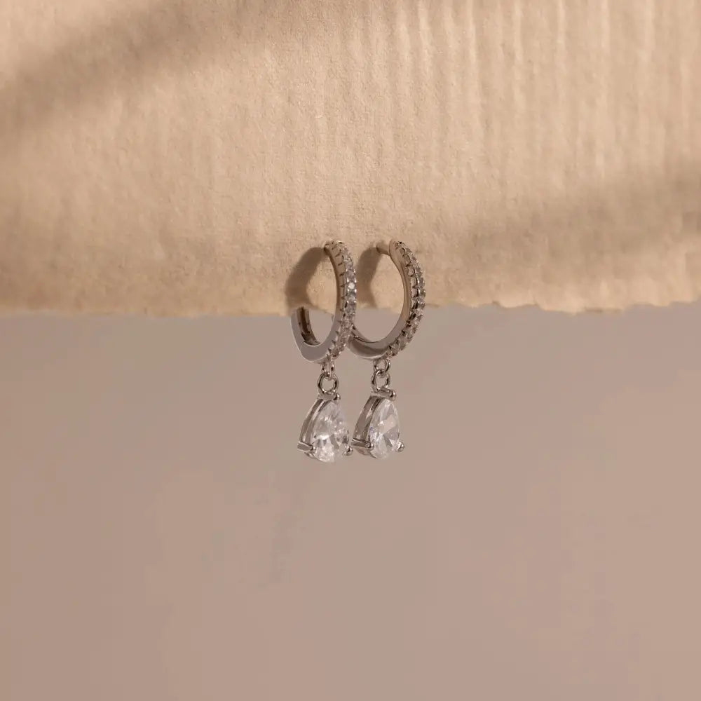 Elegant Diamond Hoop Earrings - Dangle Drop Pavé Huggie Hoops, Perfect Minimalist Gift for Her.