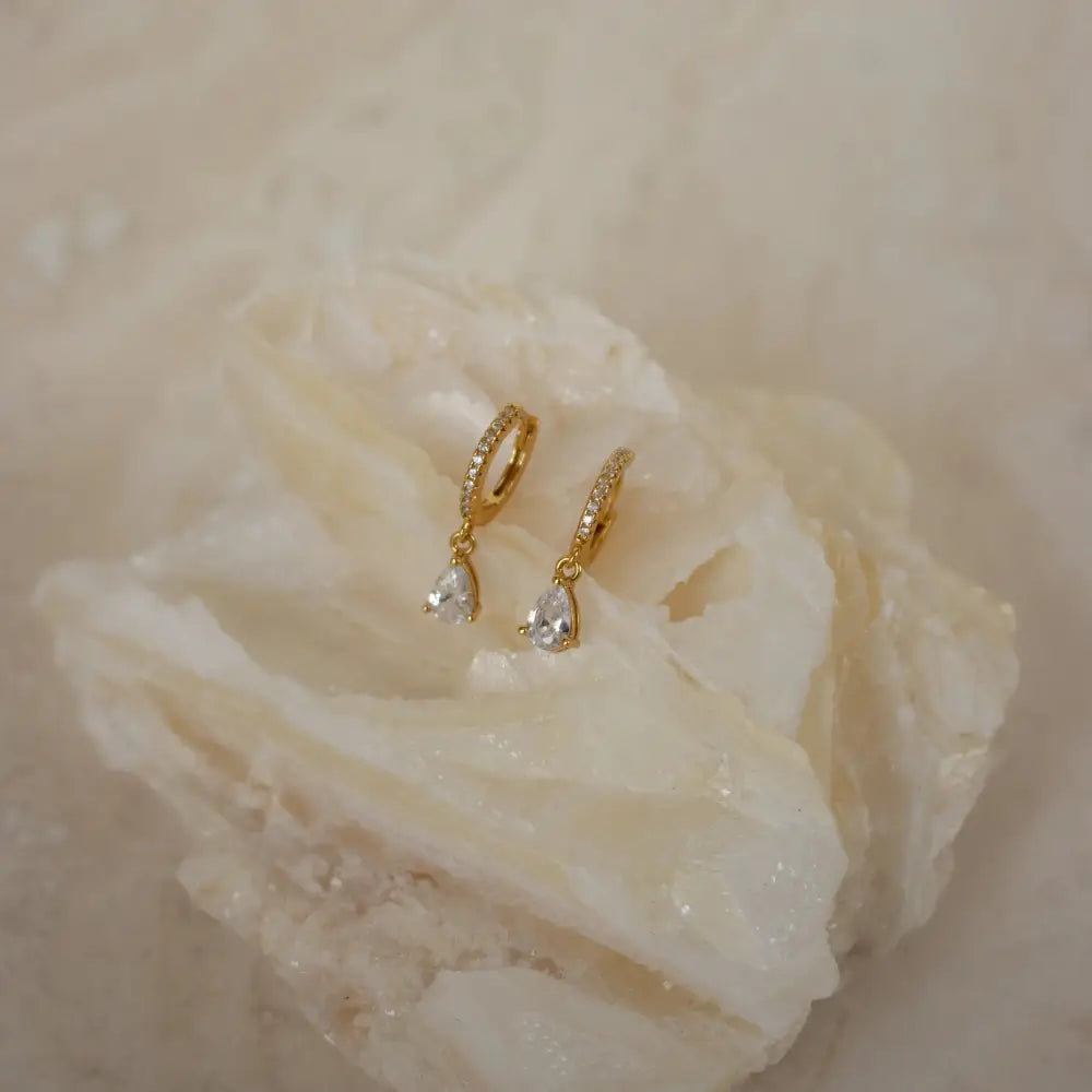 Elegant Diamond Hoop Earrings - Dangle Drop Pavé Huggie Hoops, Perfect Minimalist Gift for Her.