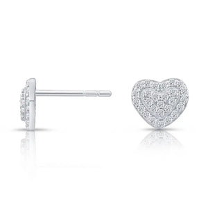 Elegant Double Heart CZ Stud Earrings in Sterling Silver.