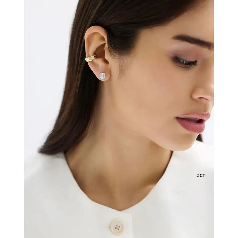Elegant Emerald Lab Diamond Studs – Timeless Sparkle for Every Occasion.