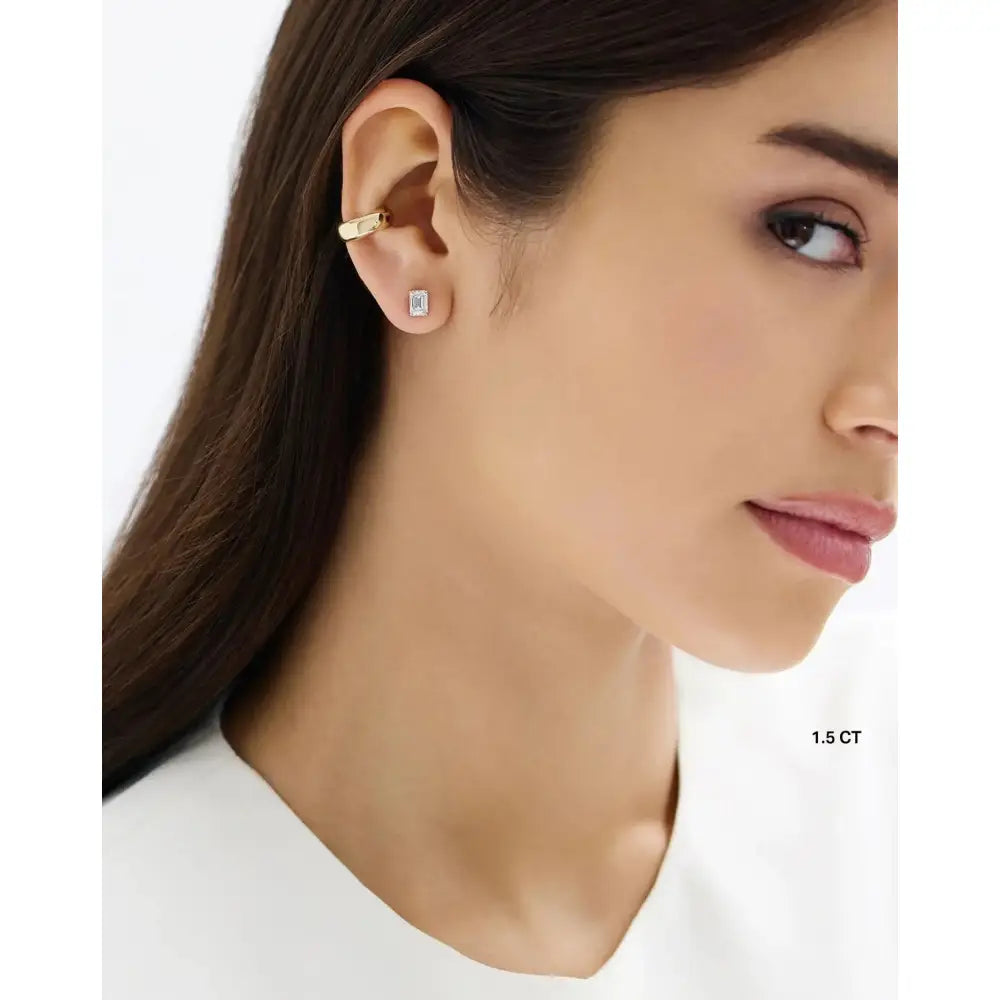 Elegant Emerald Lab Diamond Studs – Timeless Sparkle for Every Occasion.
