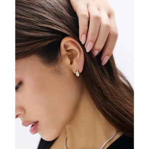 Elegant Framed Lab Diamond Huggie Earrings.