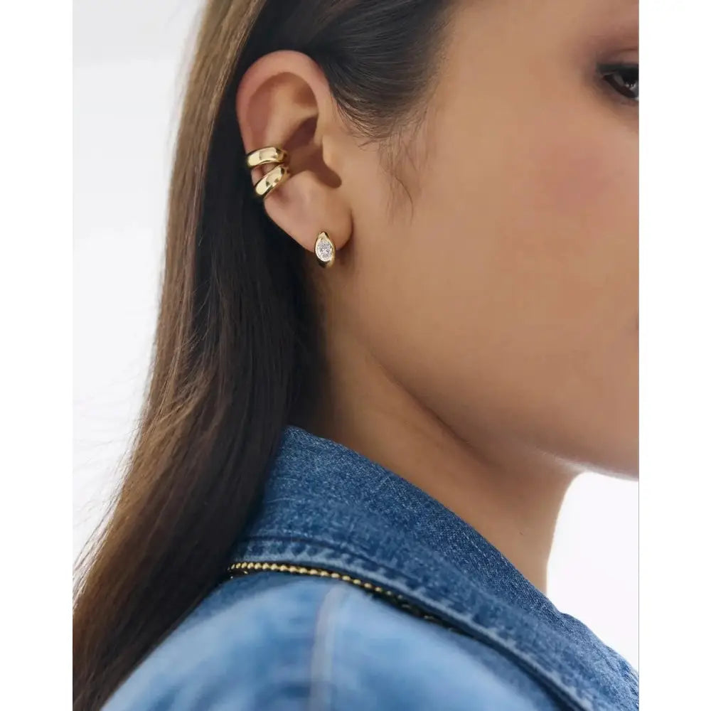 Elegant Framed Lab Diamond Huggie Earrings.