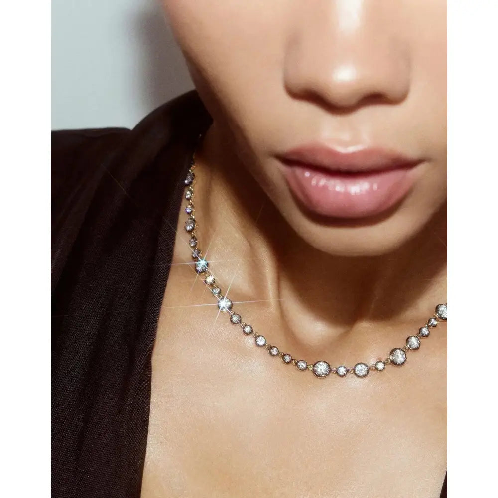 Elegant Georgian Lab Diamond Tennis Necklace - Timeless Sparkle.