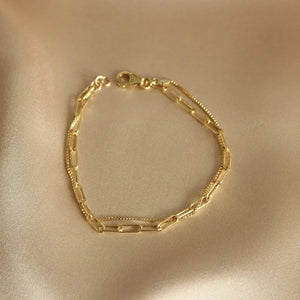 Elegant Gold Filled Bracelet Set - Stackable Rectangle & Box Chain Design, Perfect Gift for Her.