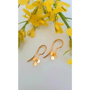 Elegant Handmade 24K Solid Gold Tiny Flower Dangle Earrings - Perfect Gift for Birthdays and Everyday Luxury.