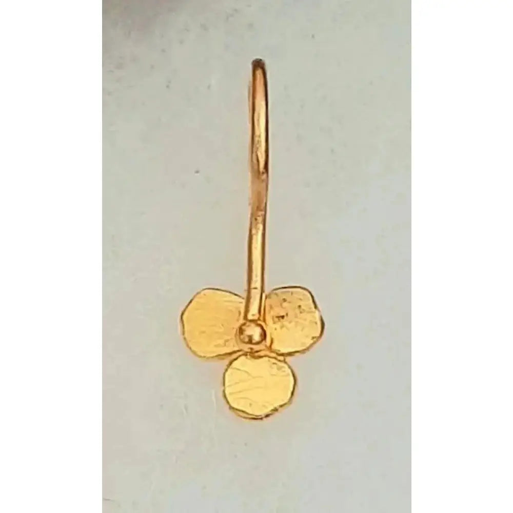 Elegant Handmade 24K Solid Gold Tiny Flower Dangle Earrings - Perfect Gift for Birthdays and Everyday Luxury.