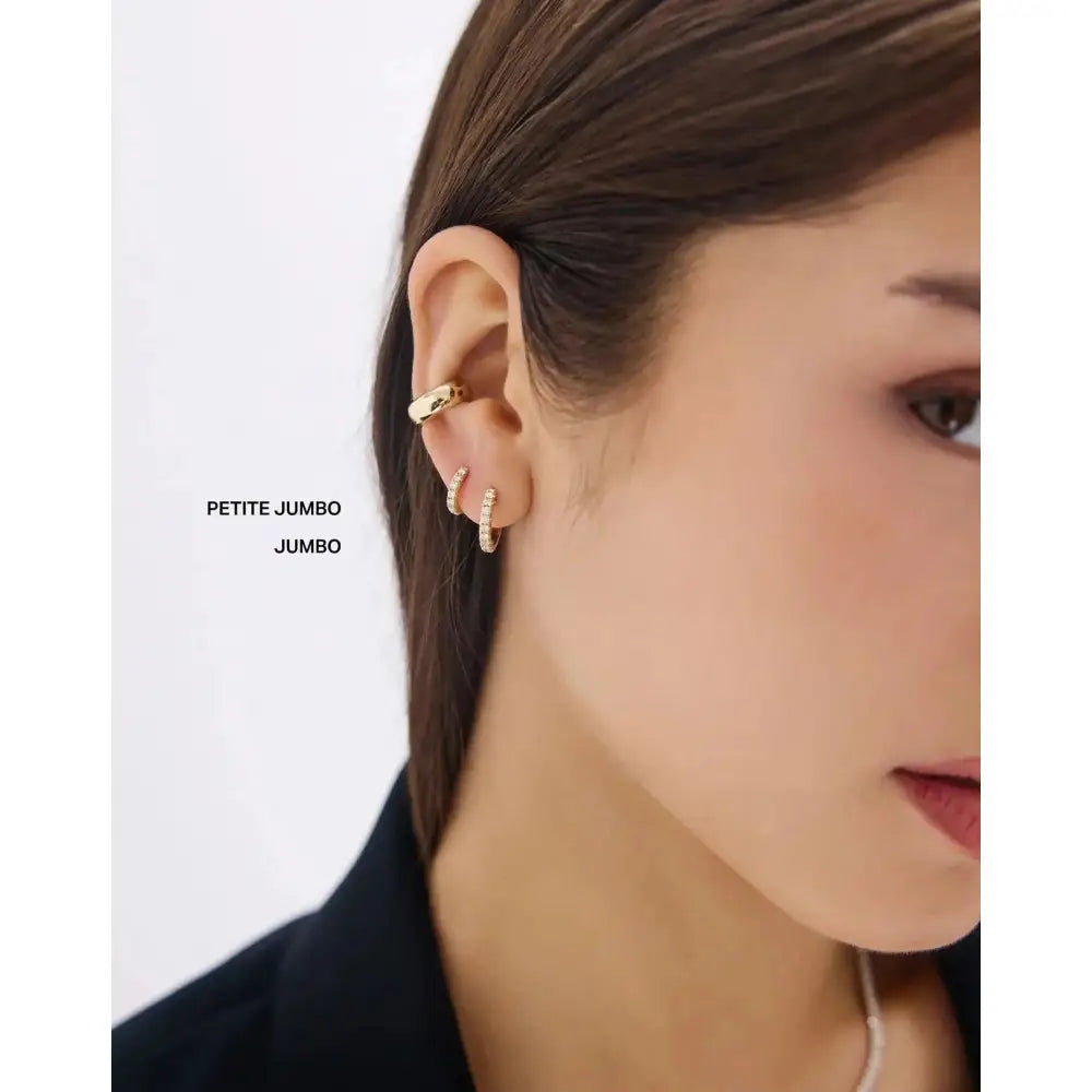 Elegant Petite Jumbo Diamond Huggie Hoops.