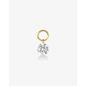 Elegant Round Lab Diamond Huggie Charm Earrings.