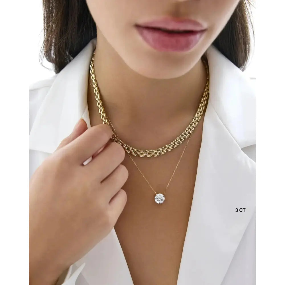 Elegant Round Lab Diamond Necklace - Timeless Sparkle and Shine.