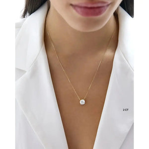 Elegant Round Lab Diamond Necklace - Timeless Sparkle and Shine.