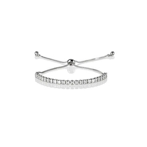 Elegant Silver Cubic Zirconia Adjustable Tennis Bracelet for Women and Girls.