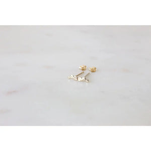 Elegant Solid Gold Hammered Triple Dot Stud Earrings - Available in 9K, 14K, & 18K Gold.