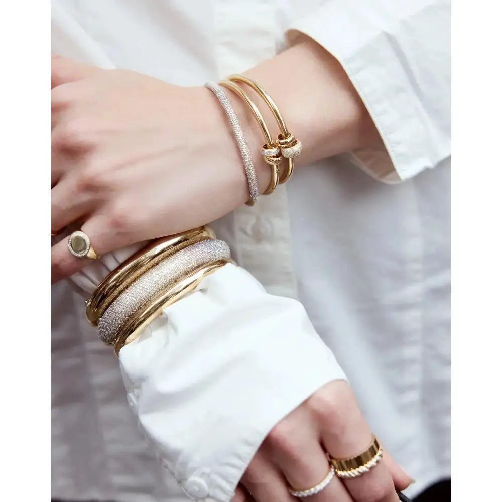 Elegant Stackable Gold Cloud Bangle - Elevate Your Style.