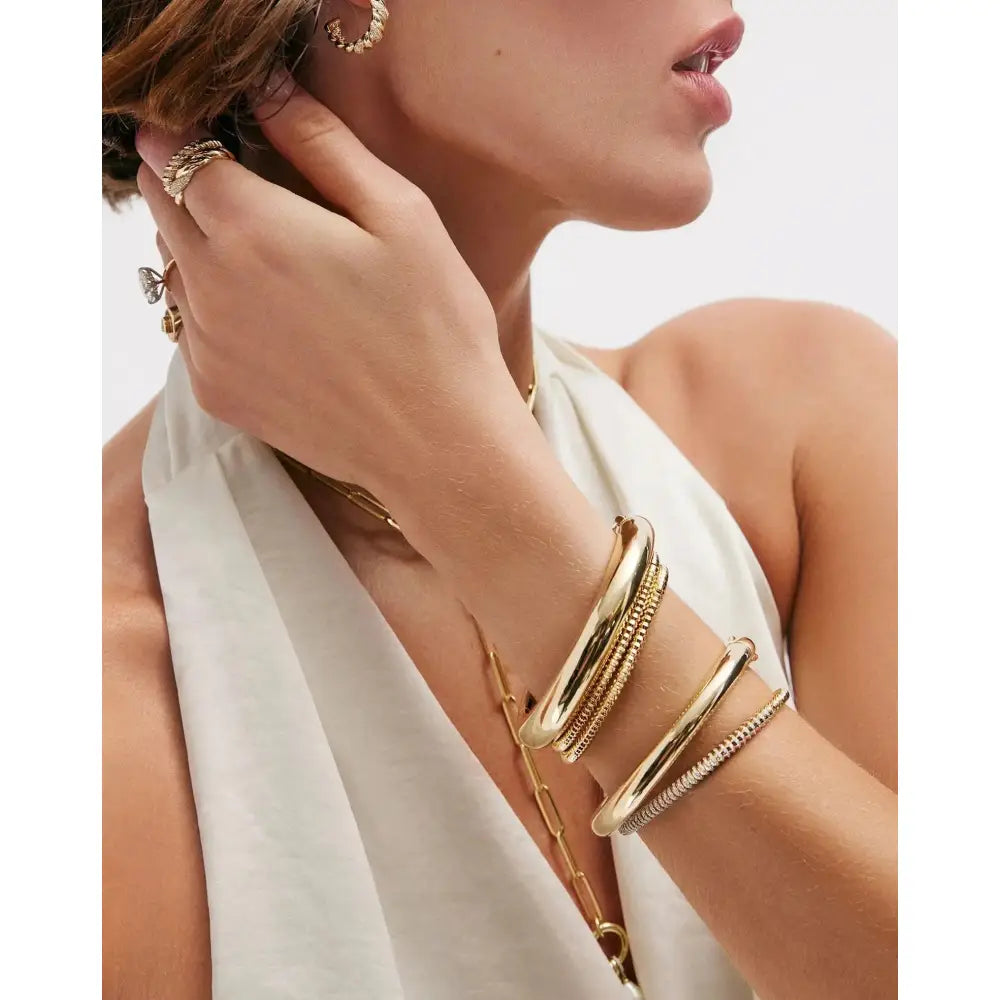 Elegant Stackable Gold Cloud Bangle - Elevate Your Style.