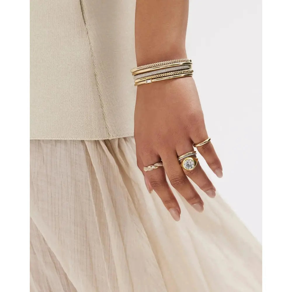 Elegant Stackable Gold Cloud Bangle - Elevate Your Style.