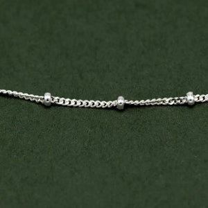 Elegant Sterling Silver Curb Chain Bracelet – Dainty Beaded Fine Jewelry Gift for Her.
