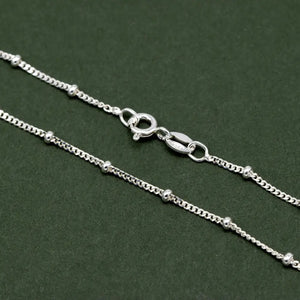 Elegant Sterling Silver Curb Chain Bracelet – Dainty Beaded Fine Jewelry Gift for Her.