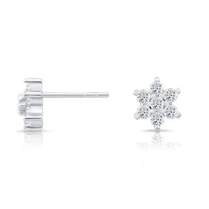 Elegant Sterling Silver CZ Flower Stud Earrings - Sparkle with Style!.