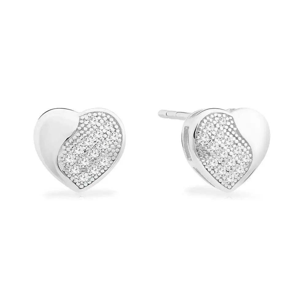Elegant Sterling Silver CZ Heart Stud Earrings - Timeless Sparkle for Any Occasion.