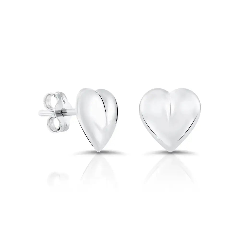 Elegant Sterling Silver Heart Stud Earrings - Timeless Charm.