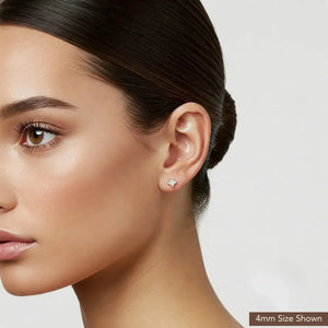 Elegant Sterling Silver Princess-Cut CZ Pushback Stud Earrings.