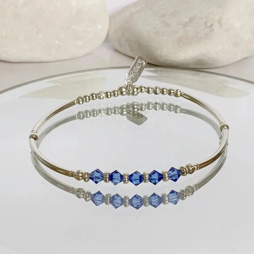 Elegant Sterling Silver Sapphire Bead Bracelet - Perfect 50th Birthday Gift & September Birthstone Jewelry for Best Friend.