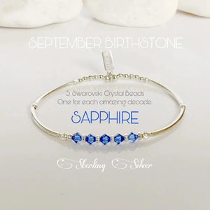Elegant Sterling Silver Sapphire Bead Bracelet - Perfect 50th Birthday Gift & September Birthstone Jewelry for Best Friend.