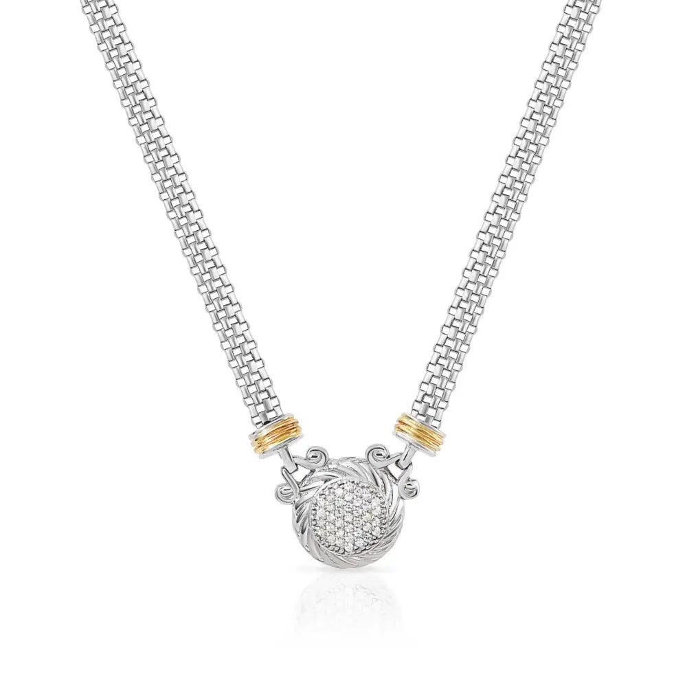 Elegant Two-Tone Sterling Silver Italian Handmade Necklace with Secure Lobster Clasp.