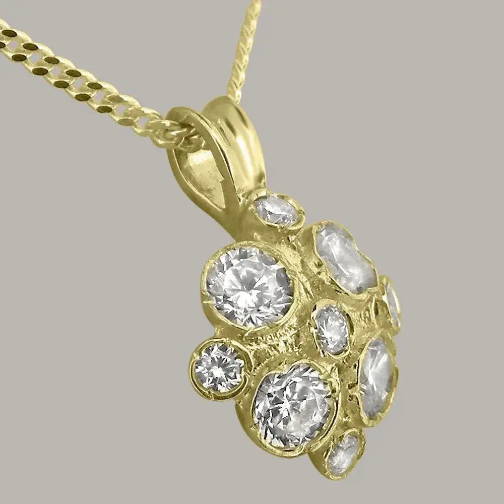 Elegant Vintage Yellow Gold Diamond Pendant - Customizable Luxury in 9K, 10K, 14K, 18K Gold or Platinum for Women.