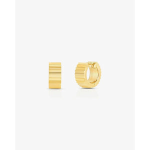 Elegant Wide Gold Fluted Hoop Earrings.