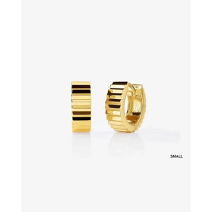 Elegant Wide Gold Fluted Hoop Earrings.