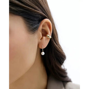 Elegantly Chic Diamond & Pearl Drop Earrings.