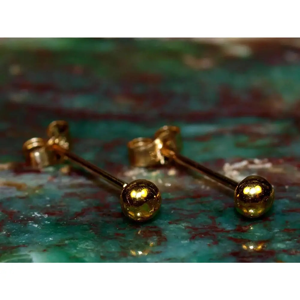 Elevate Your Elegance with 24K Gold 3mm Minimalist Ball Stud Earrings - Pure Luxury for Every Occasion!.