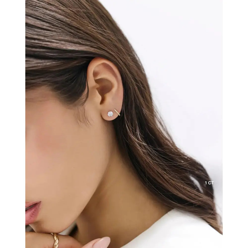 Elevate Your Elegance with Round Lab Diamond Studs.