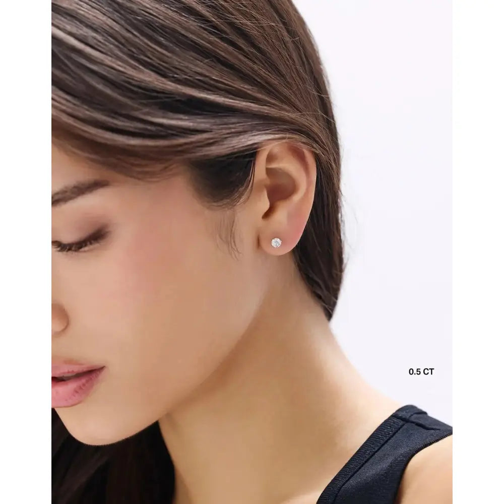 Elevate Your Elegance with Round Lab Diamond Studs.