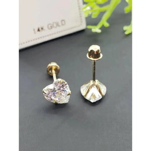 Elevate Your Style with 14K Gold Heart Cut Sparkling Stud Earrings - Perfect for Birthdays & Everyday Luxury!.