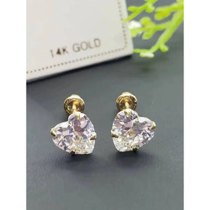 Elevate Your Style with 14K Gold Heart Cut Sparkling Stud Earrings - Perfect for Birthdays & Everyday Luxury!.