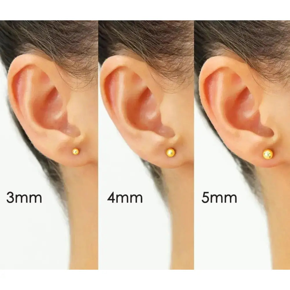 Elevate Your Style with 14K Yellow Gold Unisex Ball Stud Sleeper Earrings - Multiple Sizes Available!
