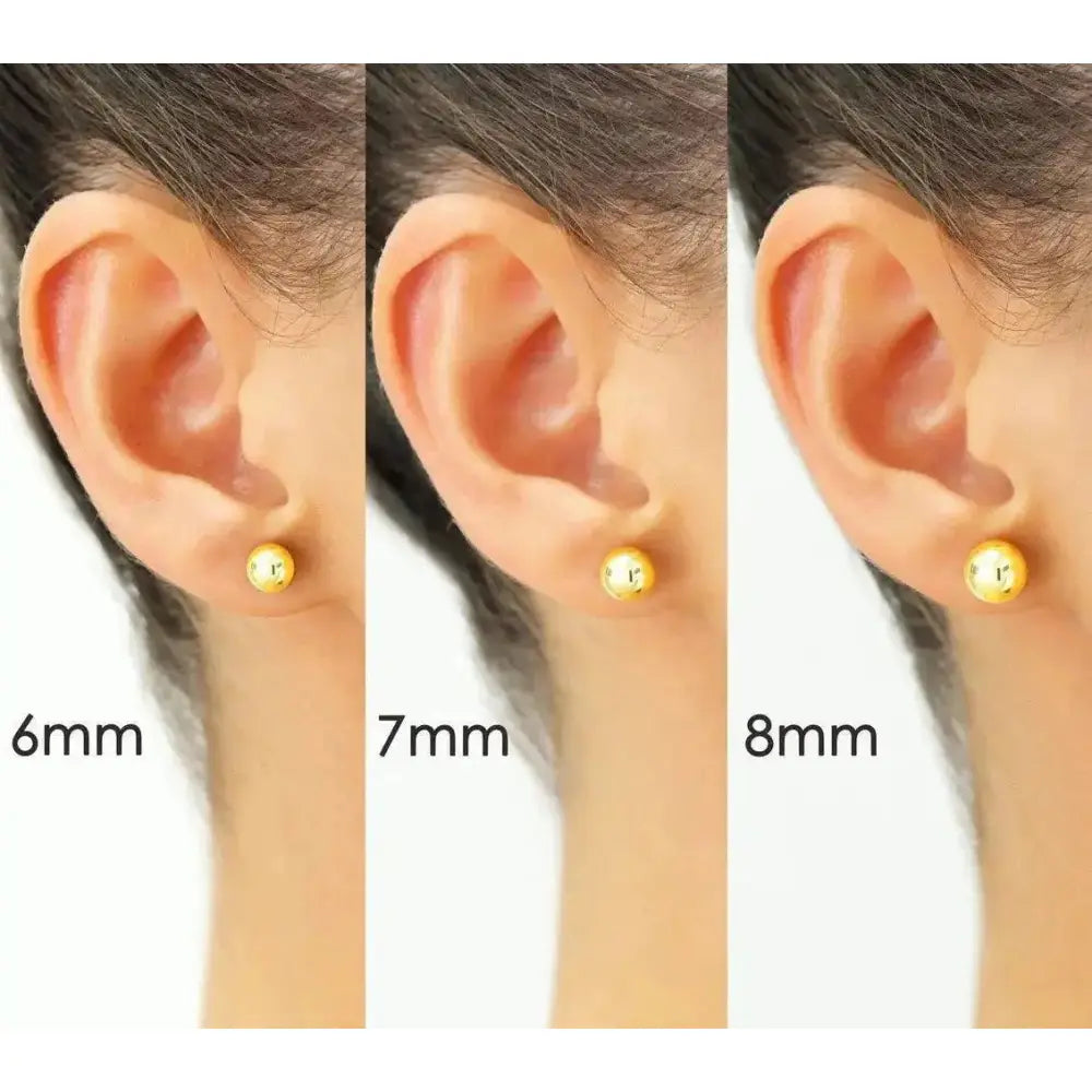 Elevate Your Style with 14K Yellow Gold Unisex Ball Stud Sleeper Earrings - Multiple Sizes Available!