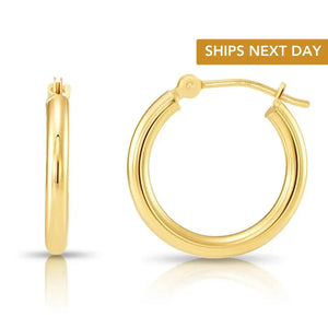 Elevate Your Style with Exquisite Handmade 14K Solid Yellow Gold Round Hoop Earrings.