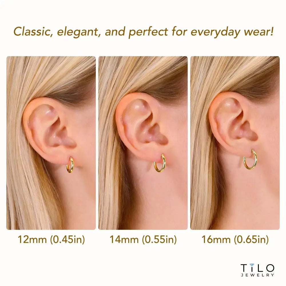 Elevate Your Style with Exquisite Handmade 14K Solid Yellow Gold Round Hoop Earrings.