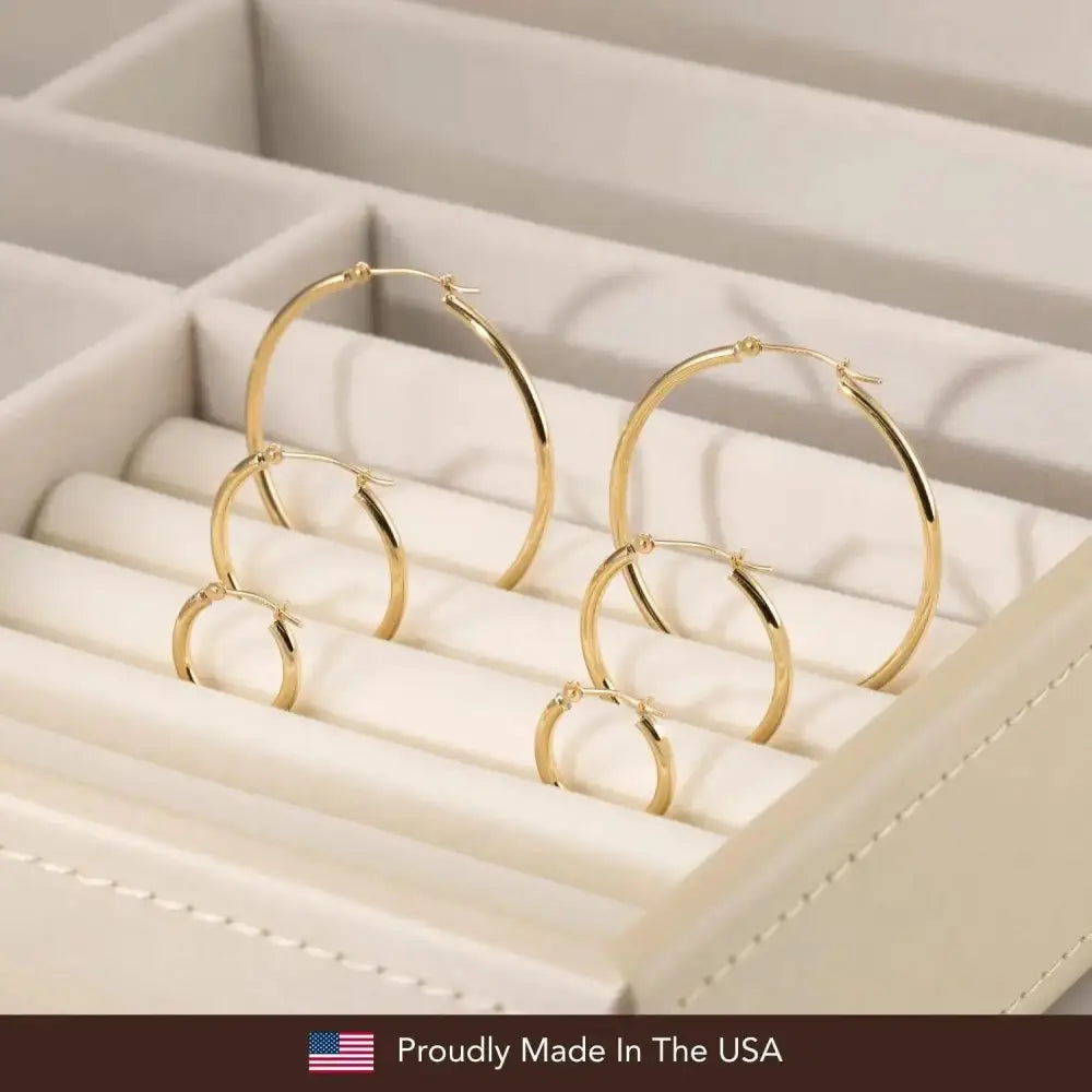 Elevate Your Style with Exquisite Handmade 14K Solid Yellow Gold Round Hoop Earrings.