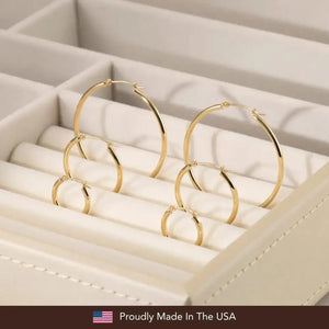 Elevate Your Style with Exquisite Handmade 14K Solid Yellow Gold Round Hoop Earrings.