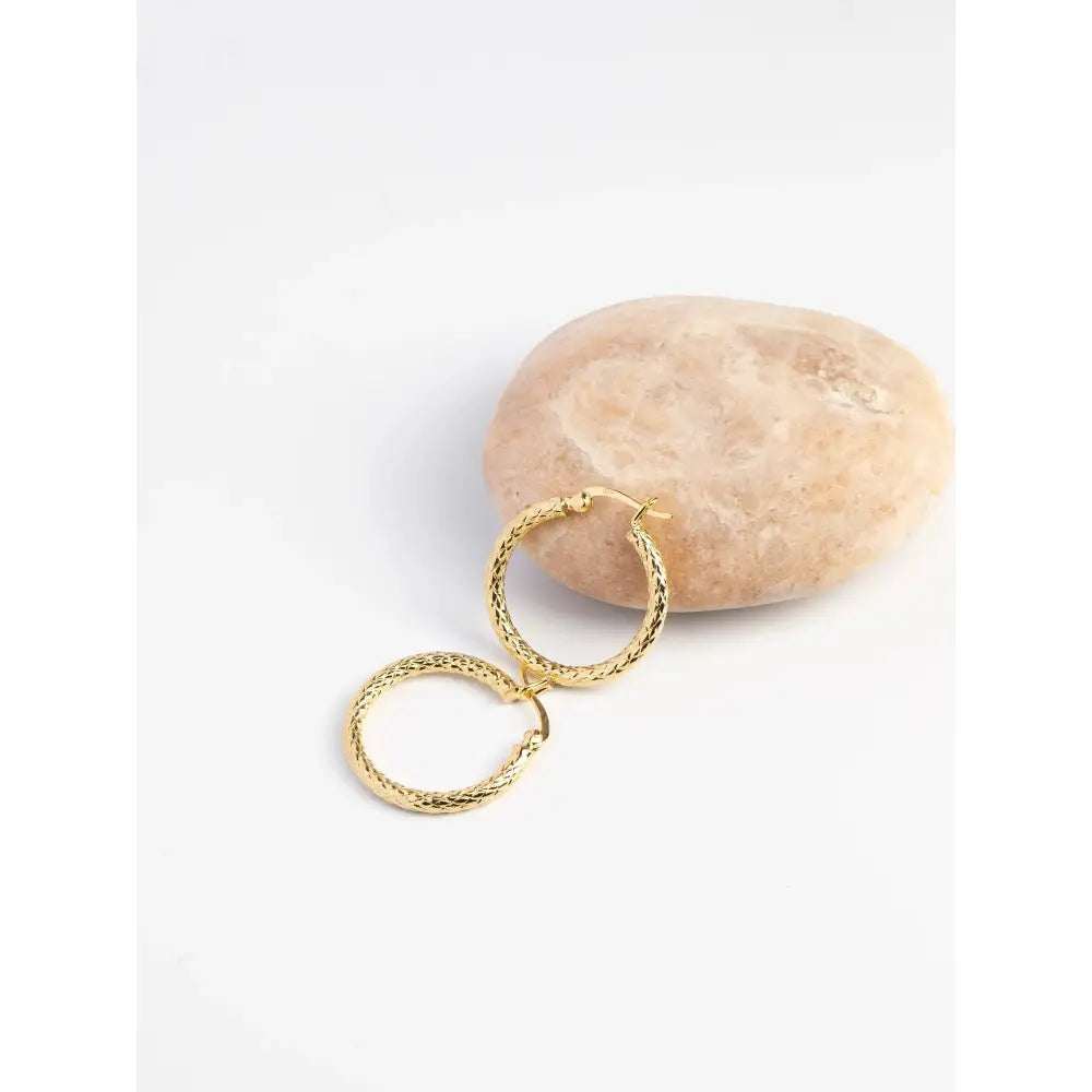 Elevate Your Style with Textured Chunky Gold Hoop Earrings - Perfect Gift in 14K Gold or Sterling Silver.