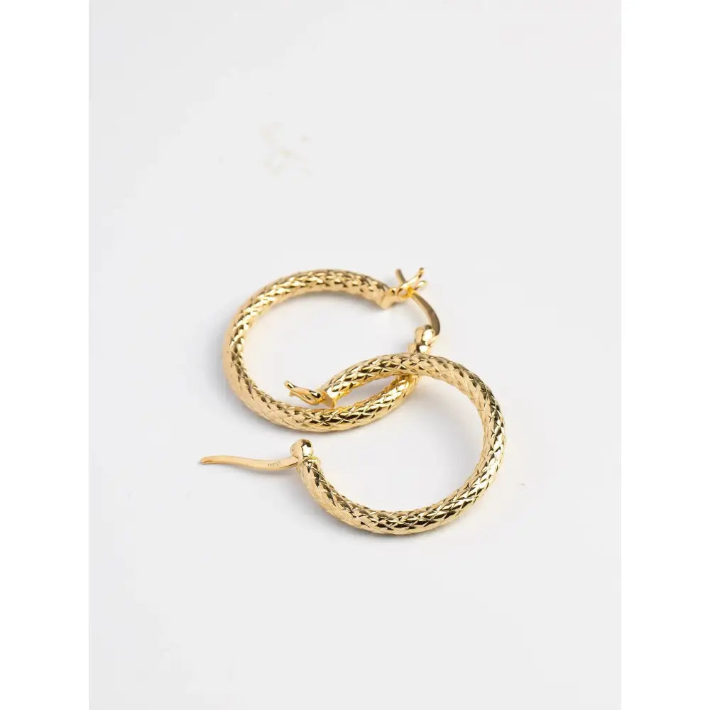 Elevate Your Style with Textured Chunky Gold Hoop Earrings - Perfect Gift in 14K Gold or Sterling Silver.