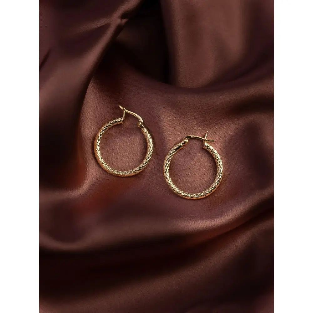 Elevate Your Style with Textured Chunky Gold Hoop Earrings - Perfect Gift in 14K Gold or Sterling Silver.